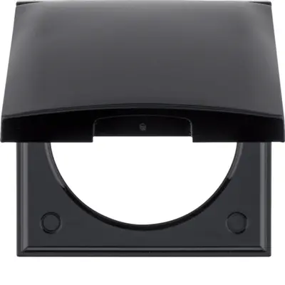 Berker Integro Flow afdekraam 1-voudig met klapdeksel zwart glans (918282510)