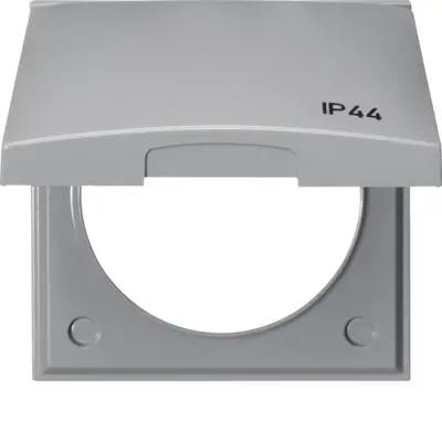 Berker Integro Flow afdekraam 1-voudig met klapdeksel grijs glans IP44 (918282597)