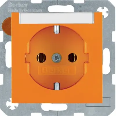 Berker wandcontactdoos 1V randaarde met tekstveld steekklem S1/B3/B7 oranje glans (47508907)