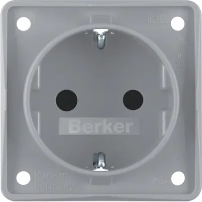 Berker Integro Flow wandcontactdoos randaarde kindveilig steekklemmen grijs mat (947792506)