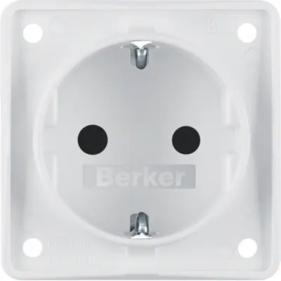 Berker Integro Flow wandcontactdoos randaarde kindveilig steekklemmen wit mat (947792502)