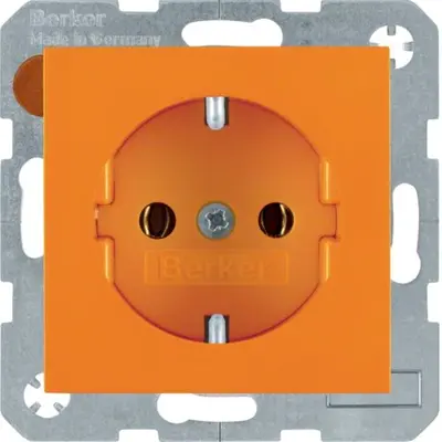 Berker wandcontactdoos 1V randaarde steekklem S1/B3/B7 oranje glans (47438914)