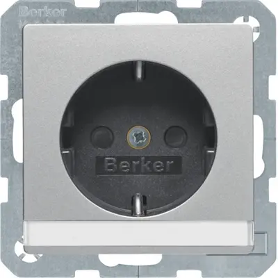 Berker wandcontactdoos randaarde kindveilig tekstveld Q1/Q3/Q7 aluminium (47496084)