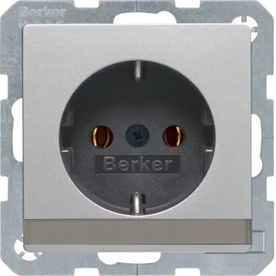 Berker wandcontactdoos randaarde tekstveld Q1/Q3/Q7 aluminium (47506084)
