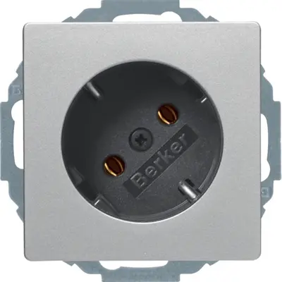 Berker wandcontactdoos randaarde 45 graden gedraaid Q1/Q3/Q7 aluminium (47276084)