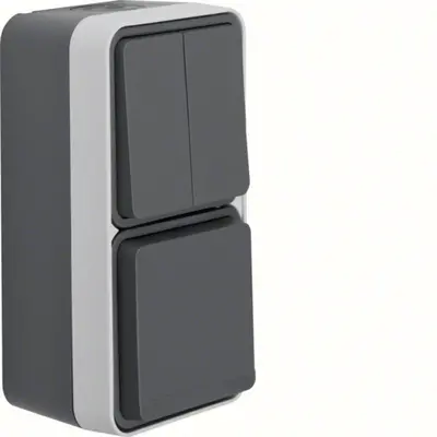 Berker W1 combinatie serieschakelaar en wandcontactdoos kindveilig compleet grijs (47903525)