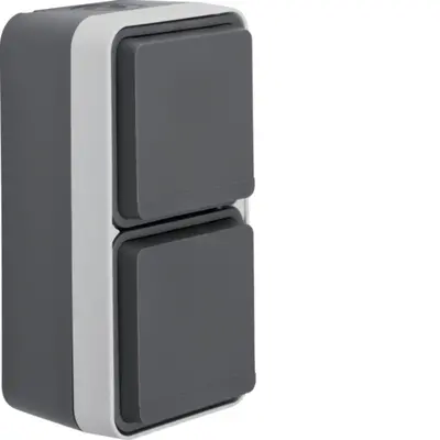 Berker W1 wandcontactdoos 2-voudig randaarde kindveilig verticaal compleet grijs (47703555)