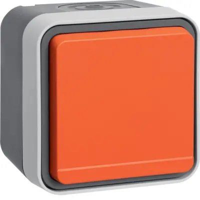 Berker W1 wandcontactdoos randaarde compleet met oranje deksel grijs (47403527)