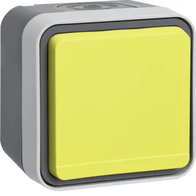 Berker W1 wandcontactdoos randaarde compleet met gele deksel grijs (47403524)