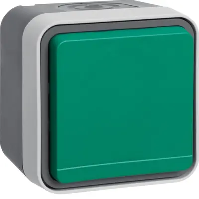 Berker W1 wandcontactdoos randaarde compleet met groene deksel grijs (47403523)