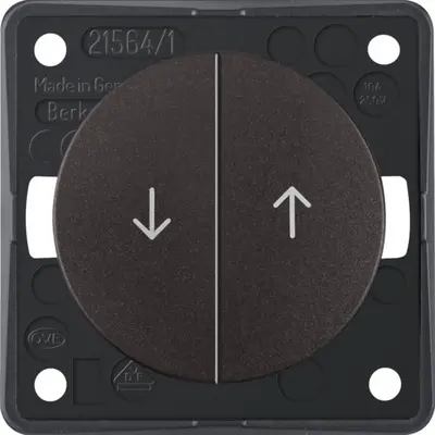 Berker Integro Flow jaloezie impulsdrukker met pijlsymbolen bruin mat (936532501)