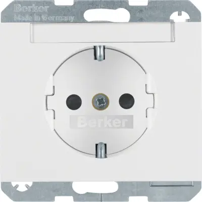 Berker wandcontactdoos randaarde kindveilig tekstveld K1 wit (47387009)