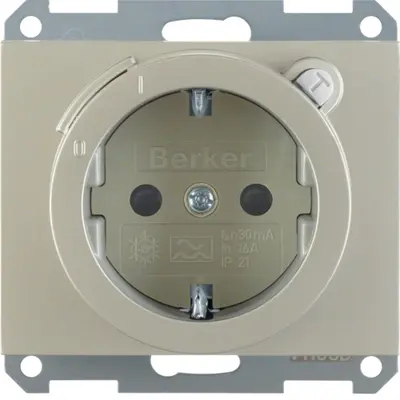 Berker wandcontactdoos randaarde kindveilig aardlekschakelaar K5 edelstaal (47087004)