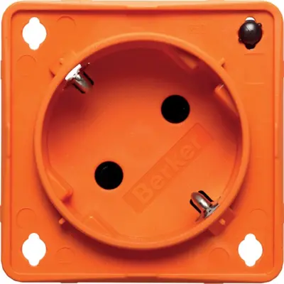 Berker Integro Flow wandcontactdoos randaarde 45 graden met controle LED oranje mat (947132504)