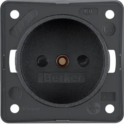 Berker Integro Flow wandcontactdoos zonder randaarde kindveilig antraciet mat (961942505)