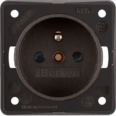 Berker Integro Flow wandcontactdoos penaarde kindveilig bruin mat (961952501)