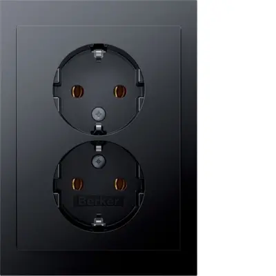 Berker wandcontactdoos 2-voudig randaarde voor enkele inbouwdoos K1 antraciet (47747006)