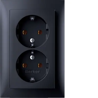 Berker wandcontactdoos 2-voudig randaarde voor enkele inbouwdoos S1 antraciet mat (47741606)