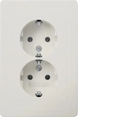 Berker wandcontactdoos 2-voudig randaarde voor ovale 1,5 inbouwdoos Q1 wit (47726089)