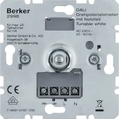 Berker draai-potentiometer DALI met voeding Tunable White (2998)