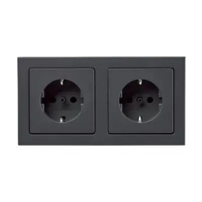 Berker wandcontactdoos 2-voudig randaarde compleet voorbedraad voor duo-inbouwdoos Q3 antraciet (47206096)