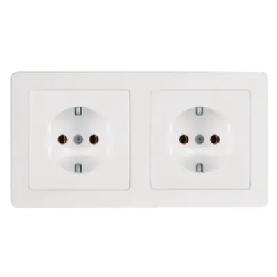 Berker wandcontactdoos 2-voudig randaarde compleet voorbedraad voor duo-inbouwdoos Q1 wit (47206089)