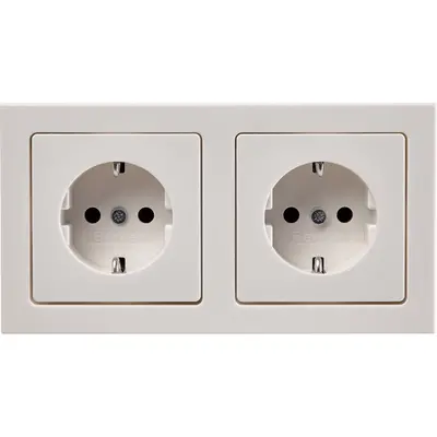 Berker wandcontactdoos 2-voudig randaarde compleet voorbedraad voor duo-inbouwdoos Q3 wit (47206099)