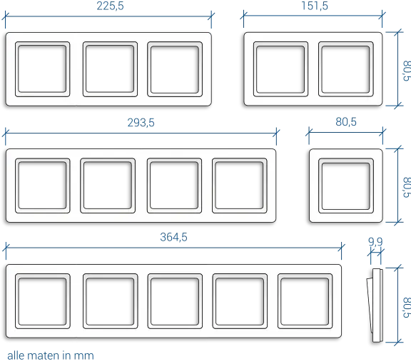 Berker Q.1 maatvoering tekening