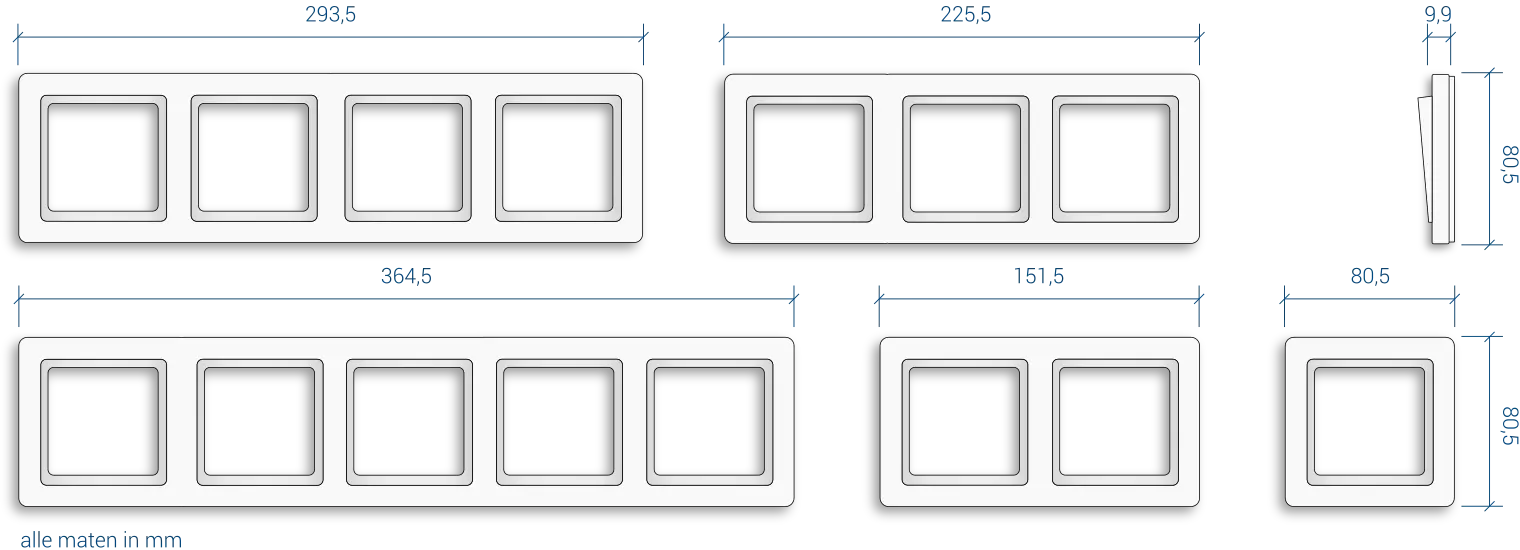 Berker Q.1 maatvoering tekening