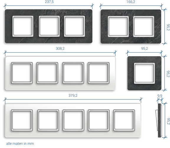Berker Q.7 maatvoering en afmetingen
