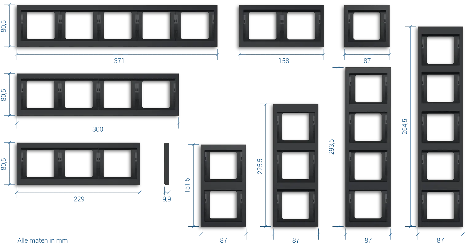 Berker K.1 maatvoering tekening