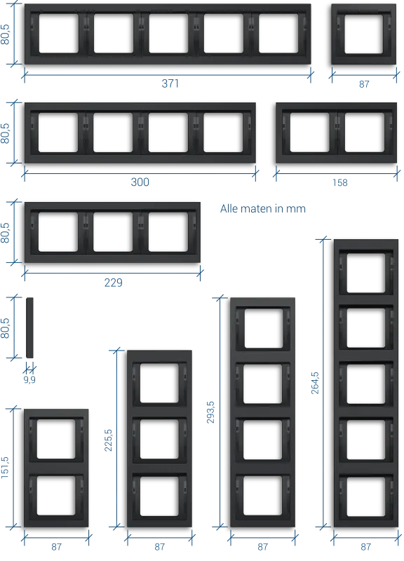 Berker K.1 maatvoering tekening