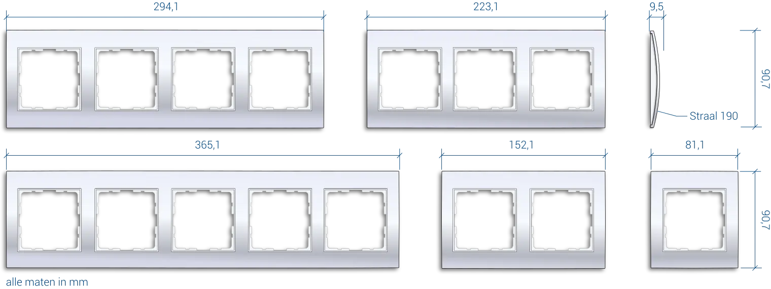 De maten van Berker B.3 afdekramen