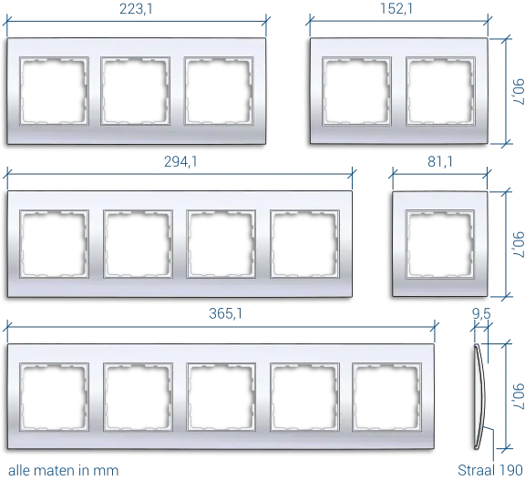 De maten van Berker B.3 afdekramen