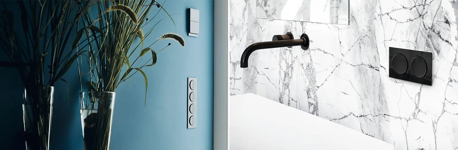 Ultra dun Berker R.8 schakelmateriaal in moderne interieurs