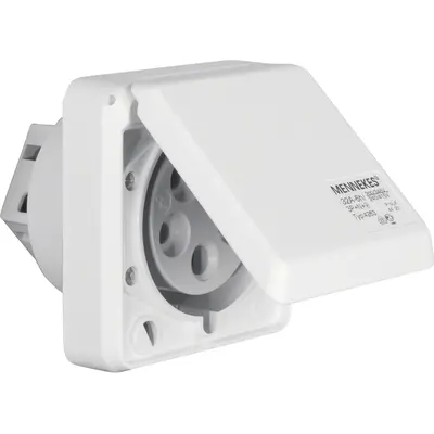 Berker CEE-wandcontactdoos met klapdeksel 5-polig 32A voor kabelkanaal wit (568301)