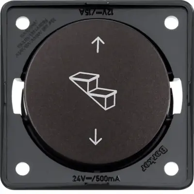 Berker Integro Flow impulsdrukker voor elektrische opstap met traptrede- en pijlsymbool bruin mat (936992501)