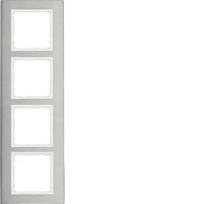 Berker afdekraam 4-voudig B7 verticaal edelstaal/wit mat (10143609)