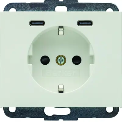 Berker wandcontactdoos randaarde 2 x USB-C K1 wit (48157009)