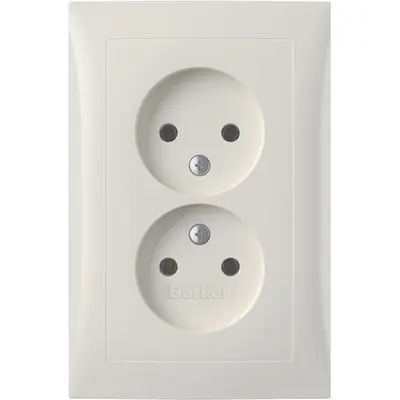 Berker wandcontactdoos 2-voudig zonder randaarde kindveilig voor enkele inbouwdoos S1 wit glans (47958989)