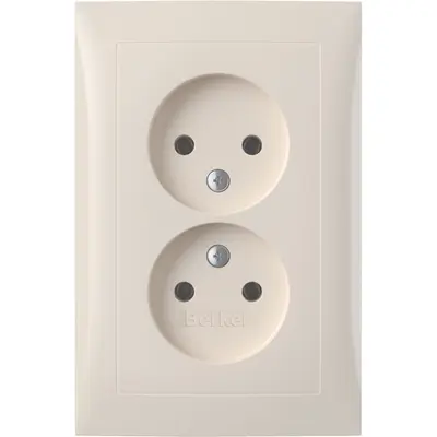 Berker wandcontactdoos 2-voudig zonder randaarde kindveilig voor enkele inbouwdoos S1 creme glans (47958982)