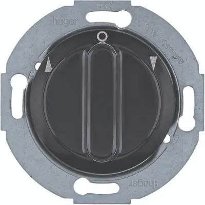 Hager Berker jaloezie-draaischakelaar 1-polig met knop 1930/Glas zwart (WTE6161BG)