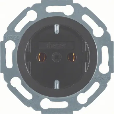 Hager Berker wandcontactdoos randaarde 1930 zwart kunststof (WTS1100BG)