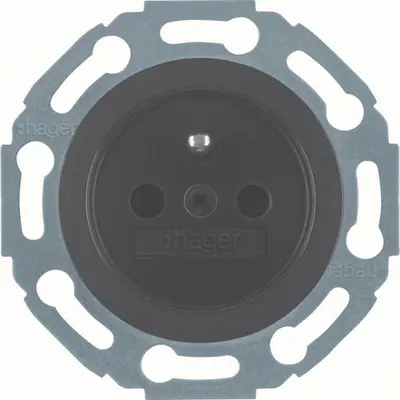 Hager Berker wandcontactdoos penaarde kindveilig 1930 zwart kunststof (WTS1600BG)
