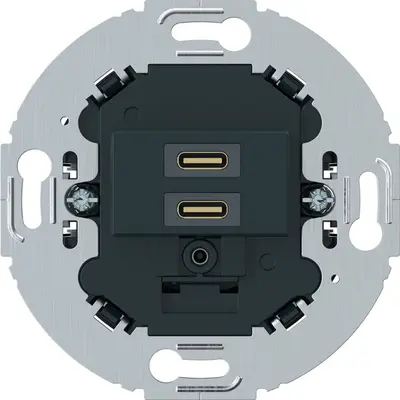 Hager Berker USB-lader met 2x USB-C voor Serie-1930/R.Classic zwart (WTS4155BM)