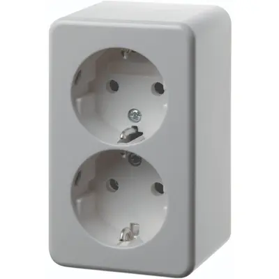 Hager Berker opbouw wandcontactdoos 2-voudig randaarde steekklemmen wit (WVG1112PW)