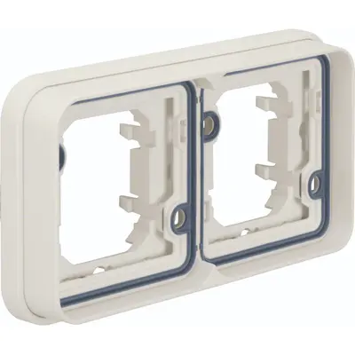 Hager Berker W1 afdekraam voor inbouwmontage 2-voudig horizontaal wit (WNA402B)