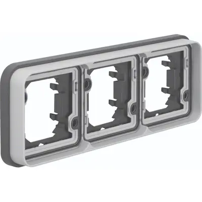 Hager Berker W1 afdekraam voor inbouwmontage 3-voudig horizontaal grijs (WNA403)