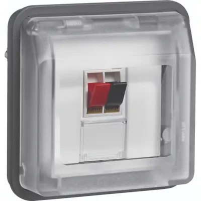 Hager Berker W1 luidsprekeraansluiting 1-voudig bovendeel grijs (WNA625)