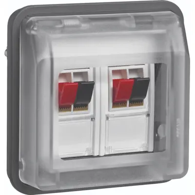 Hager Berker W1 luidsprekeraansluiting 2-voudig bovendeel grijs (WNA626)